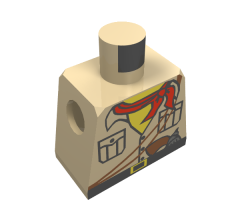 Torso Adventurers Desert Safari Shirt, Yellow Neck, Red Bandana, Gun Pattern / Tan Arms / Yellow Hands