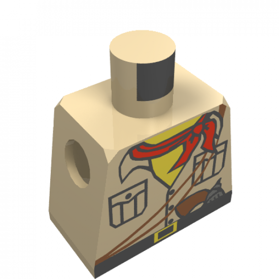 Torso Adventurers Desert Safari Shirt, Yellow Neck, Red Bandana, Gun Pattern / Tan Arms / Yellow Hands