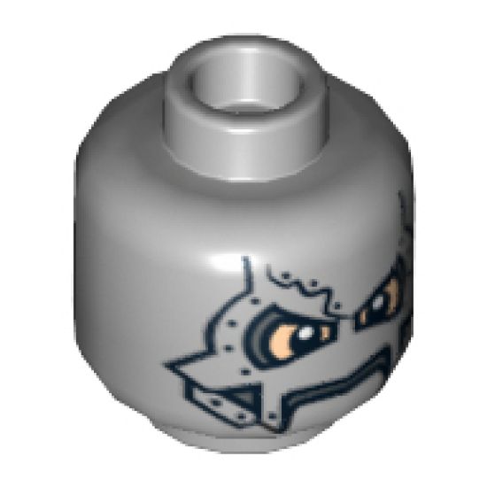 Minifigure, Head Alien with Metal Mask Pattern (Dr. Doom) - Hollow Stud