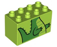 Duplo, Brick 2 x 4 x 2 with Alligator / Crocodile Body and Tail Pattern