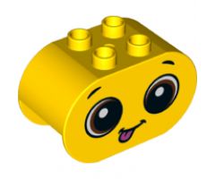 Duplo, Brick 2 x 4 x 2 Rounded Ends with Silly Face and Embarrassed Face on Reverse Pattern