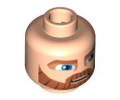 Minifigure, Head Beard Dark Orange, Eyebrows and Moustache and Large Blue Eyes Pattern (SW Clone Wars Obi-Wan Kenobi) - Hollow Stud