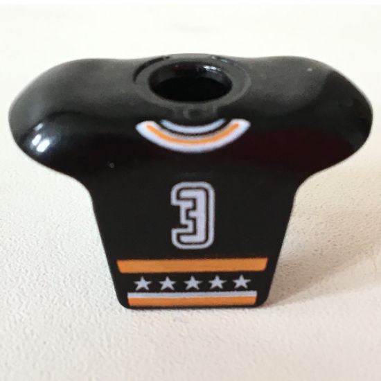 Minifigure, Body Wear Hockey Body Armor with NHL Logo and White Number 3 Pattern
