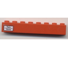 Brick 1 x 8 with 'Paris - Roma' Pattern on Left Side (Sticker) - Set 7745