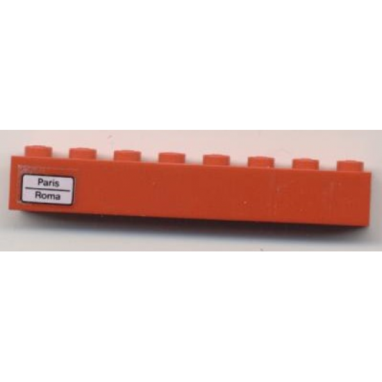 Brick 1 x 8 with 'Paris - Roma' Pattern on Left Side (Sticker) - Set 7745