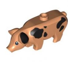 Pig with Black Eyes and Spots and White Pupils Pattern