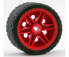 Wheel & Tire Assembly 30.4mm D. x 20mm with No Pin Holes and Reinforced Rim with Black Tire 37 x 22 ZR (56145 / 55978)