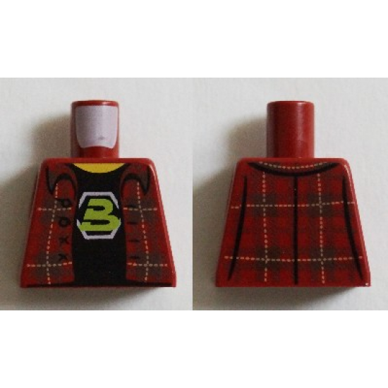 Torso Plaid Flannel Shirt with Buttons over Black T Shirt with Blacktron 2 Logo Pattern
