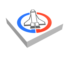 Tile 2 x 2 with Launch Command Logo, Shuttle and Blue/Red Circle Pattern