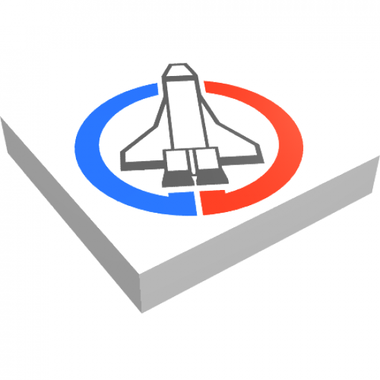Tile 2 x 2 with Launch Command Logo, Shuttle and Blue/Red Circle Pattern