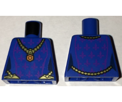 Torso Female Dress with Dark Purple Fleur de Lis and Gold Necklace with Orange Pendant Pattern