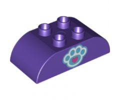 Duplo, Brick 2 x 4 Curved Top with Paw Print Pattern