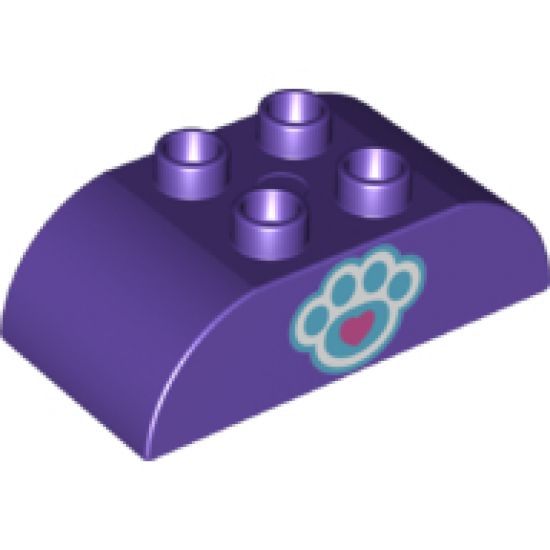 Duplo, Brick 2 x 4 Curved Top with Paw Print Pattern