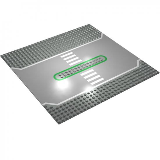 Baseplate, Road 32 x 32 Service Station with White & Green Lines and Crosswalk Pattern