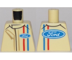 Torso Race Suit with Ford Logo and Red and Blue Stripes on Front and Back Pattern