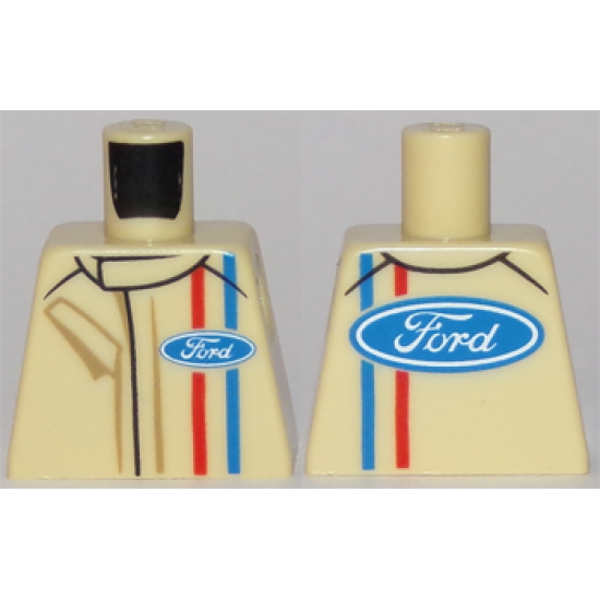 Torso Race Suit with Ford Logo and Red and Blue Stripes on Front and Back Pattern