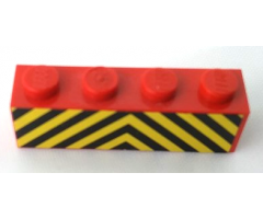 Brick 1 x 4 with Black and Yellow Danger Stripes Pattern (Sticker) - Sets 7720 / 7760