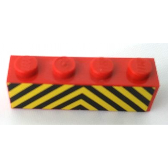 Brick 1 x 4 with Black and Yellow Danger Stripes Pattern (Sticker) - Sets 7720 / 7760