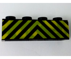 Brick 1 x 4 with Black and Yellow Danger Stripes Pattern (Sticker) - Sets 7720 / 7760