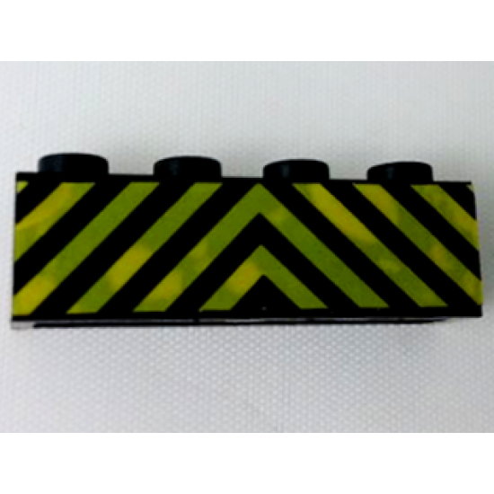 Brick 1 x 4 with Black and Yellow Danger Stripes Pattern (Sticker) - Sets 7720 / 7760