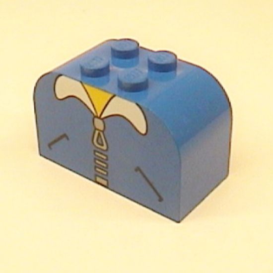 Slope, Curved 4 x 2 x 2 Double with Four Studs with Pockets and Zipper Pattern