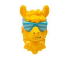 Minifigure, Head, Modified Llama, Medium Azure Sunglasses with White Lines and Coral Triangles on Cheeks Pattern