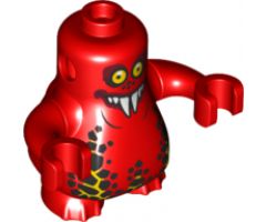 Body, Nexo Knights Scurrier with Red Arms with Bright Light Orange Eyes and Closed Smile with 6 Sharp White Teeth Pattern