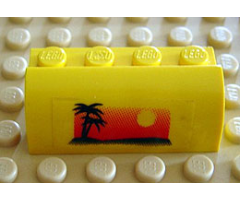 Slope, Curved 2 x 4 x 1 1/3 with Four Recessed Studs with Palm Trees and Sun Pattern (Sticker) - Set 6561