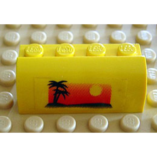 Slope, Curved 2 x 4 x 1 1/3 with Four Recessed Studs with Palm Trees and Sun Pattern (Sticker) - Set 6561