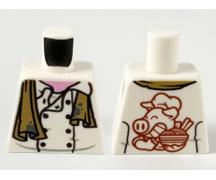 Torso Chef Jacket, Dark Tan Scarf with Dark Bluish Gray Splotches and Dark Red Pigsy Logo on Back Pattern