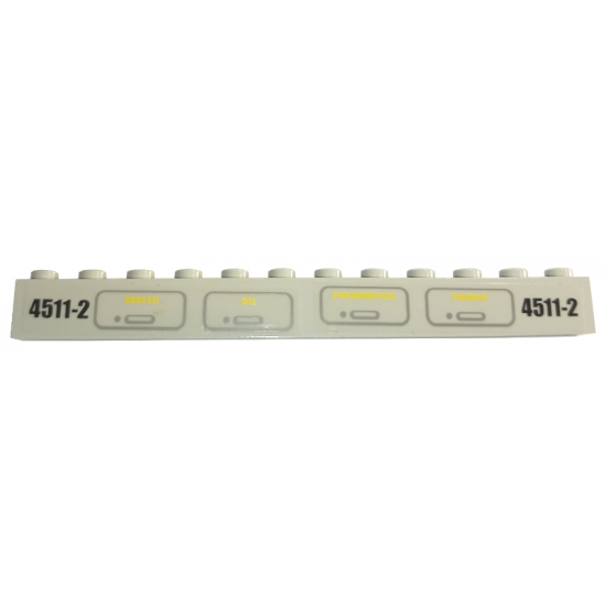 Brick 1 x 12 with '4511-2' and 'WATER', 'OIL', 'PNEUMATICS' and 'POWER' Pattern (Stickers) - Sets 4511 / 10158