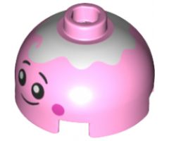 Brick, Round 2 x 2 Dome Top with Smile, Eyes with Pupils, Pink Cheeks and Icing Pattern