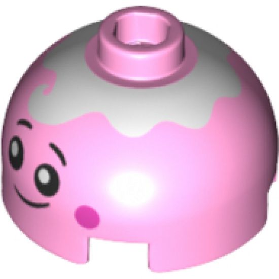 Brick, Round 2 x 2 Dome Top with Smile, Eyes with Pupils, Pink Cheeks and Icing Pattern