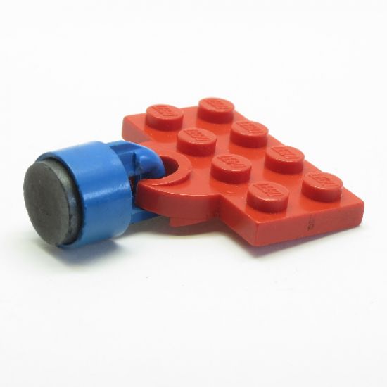 Plate, Modified 2 x 4 with Train Coupler Open for Magnet with Blue Magnet Coupling, Train - 7mm Cylinder (737a / x547b)