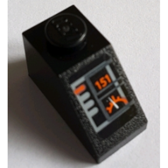 Slope 45 2 x 1 with Orange '151' and Gauge on Control Panel Pattern (Sticker) - Set 75144