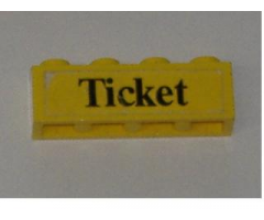 Brick 1 x 4 with Black 'Ticket' Pattern (Sticker) - Set 379-1