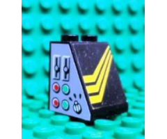 Slope 65 2 x 2 x 2 without Bottom Tube with Gauges and Diagonal Yellow Stripes Pattern Model Left Side (Stickers) - Set 8425