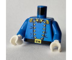 Torso Western Cavalry Uniform, 12 Buttons, 2 Gold Stars on Collar Pattern / Blue Arms / White Hands