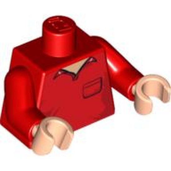 Torso Speed Racer Open Collar, Pocket Pattern / Red Arms / Light Nougat Hands