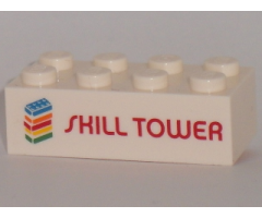 Brick 2 x 4 with Red 'SKILL TOWER' and Stack of Bricks Pattern (Play Day 2018)