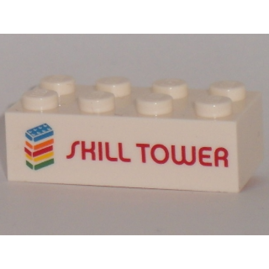 Brick 2 x 4 with Red 'SKILL TOWER' and Stack of Bricks Pattern (Play Day 2018)