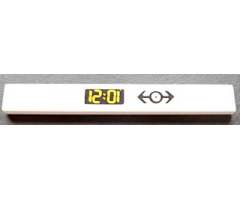 Tile 1 x 8 with Clock Digital Pattern and Train Logo Black Pattern (Sticker) - Set 4532