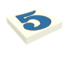 Tile 2 x 2 with Number  5 Blue Pattern