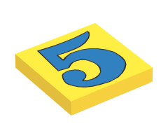 Tile 2 x 2 with Number  5 Blue Pattern