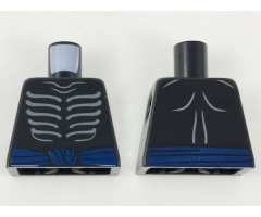 Torso Ninjago Skeleton Ribs Gray and Dark Blue Waist Sash with Gray Muscles Outline on Back Pattern