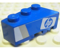 Wedge 3 x 2 Left with 'HP' Logo and Silver and White Stripes Pattern (Sticker) - Set 8374