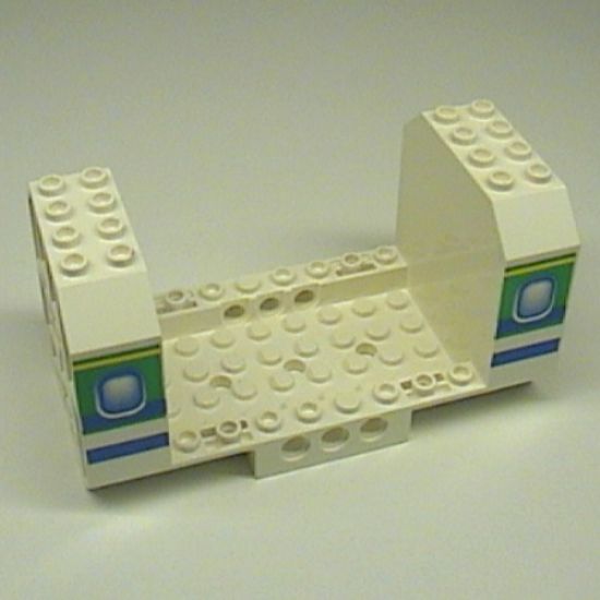 Aircraft Fuselage Angular Bottom 6 x 12 x 5 with Windows on Green & Blue Stripes Pattern