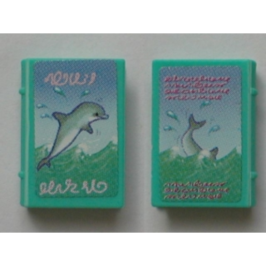 Minifigure, Utensil Book 2 x 3 with Dolphin in Water Pattern (Stickers) - Set 3142