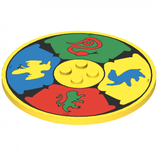 Tile, Round 8 x 8 with HP Gryffindor, Ravenclaw, Hufflepuff, and Slytherin Logos Pattern