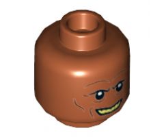 Minifigure, Head Dual Sided Alien with SW Devaronian, Lines, Angry / Smile with Teeth Pattern (Labria, Kardue'sai'Malloc) - Hollow Stud
